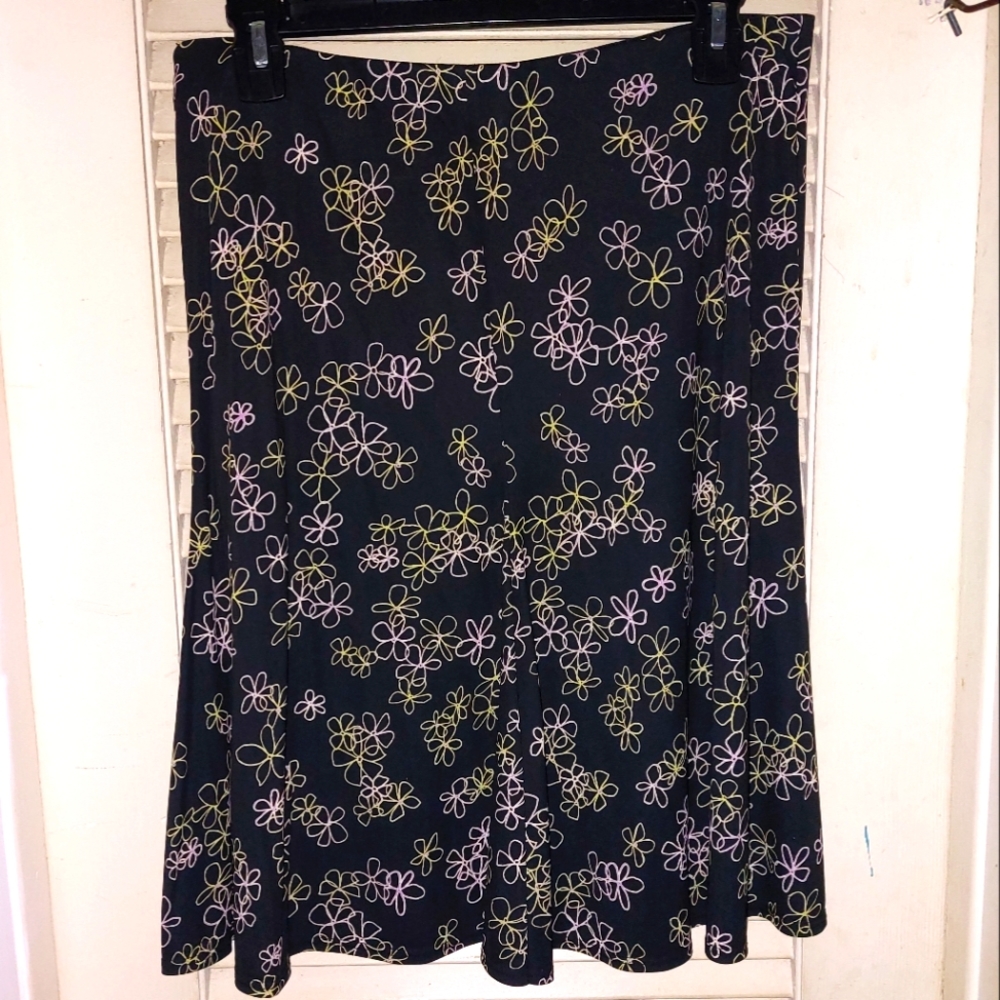Black Floral Midi Skirt